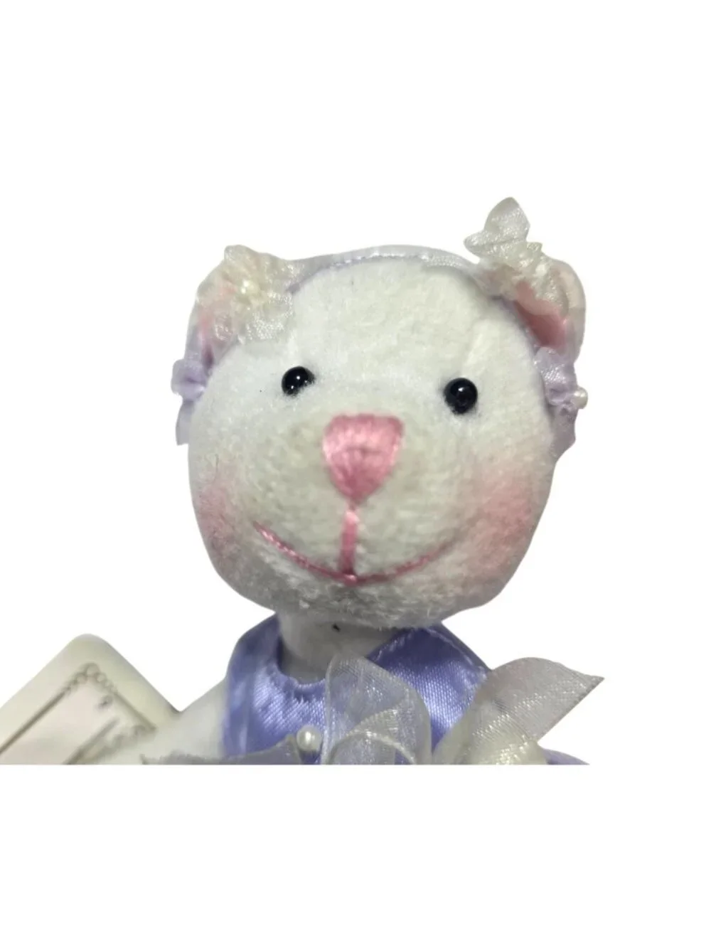 Amscan White Plush Bear Lavender Dress Weddings Stuffed Animal Anthropomorphic